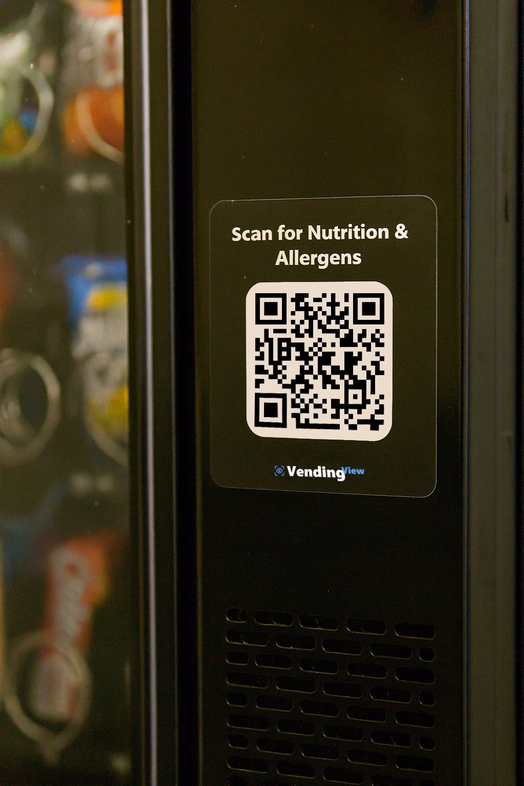 Voorbeeld van VendingView QR code sticker op een automaat